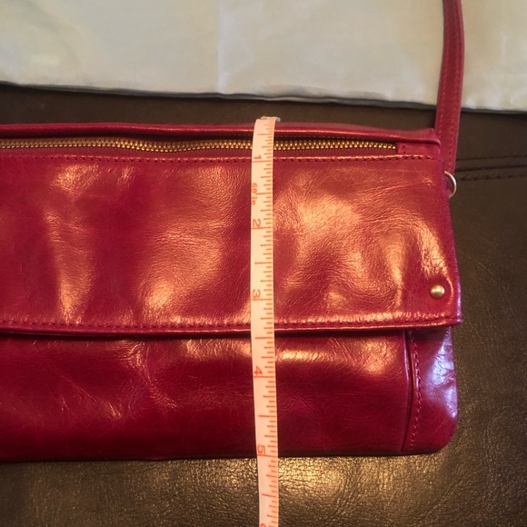 HOBO Rudy Raspberry Foldover Crossbody Women's Leather Lined Purse - Picture 12 of 14